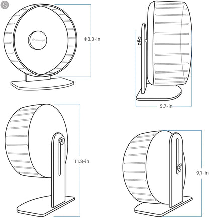 Super-Silent Hamster Exercise Wheels: - Quiet Spinner Hamster Running Wheels with Adjustable Stand for Hamsters Gerbils Mice or Other Small Animals (S, Mint Green)