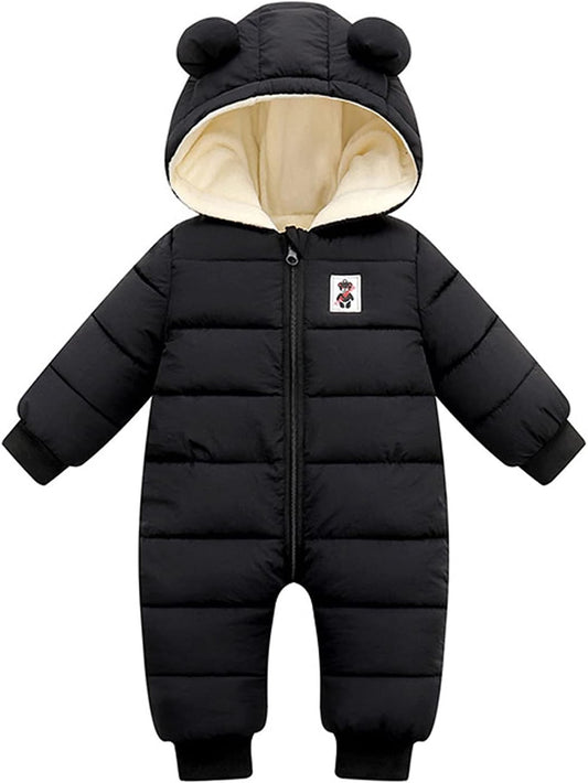 Baby Boy Girls Hooded Snowsuit Bear Warm Winter Coat Toddler down Jumpsuit Windproof Cute Puffer Romper Outerwear