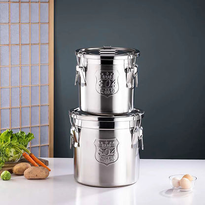 6L/12L 304 Stainless Steel Metal Cereal Container Kitchen Rice Oil Storage Bucket