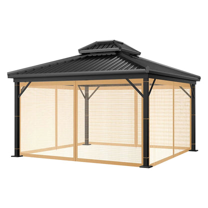 Outdoor Gazebo Mosquito Netting Universal Replacement Canopy Net Screen 4-Panel Sidewall Curtain with Zippers for Garden Patio