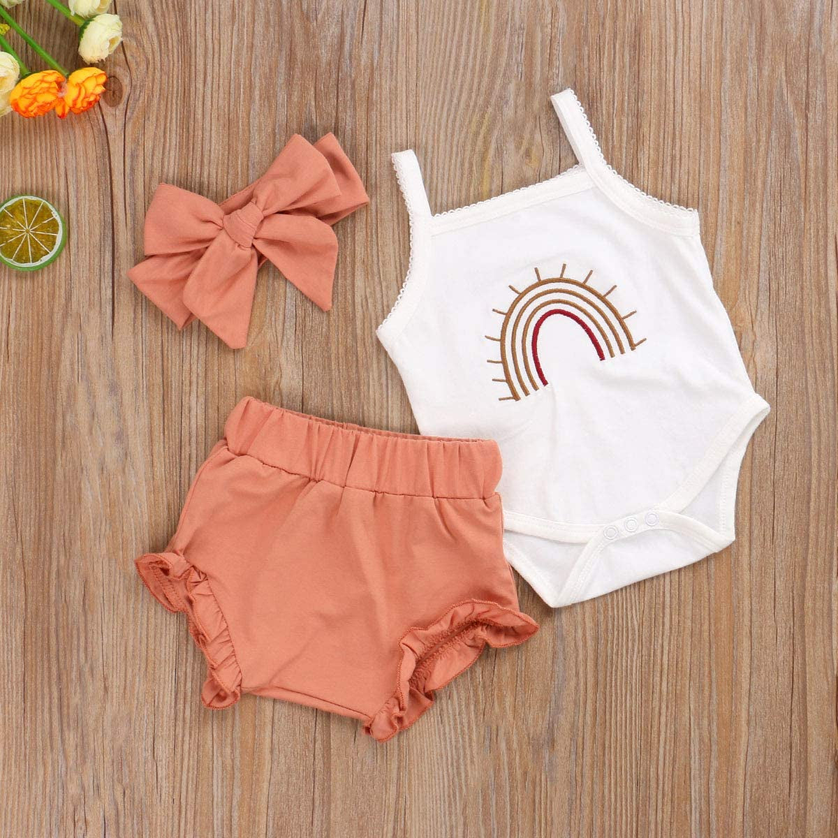 Newborn Baby Girls Boys Clothes Cotton Suit Cute Baby Kid Infant Romper Play Wear Summer Rainbow Outfits