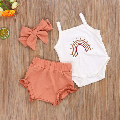 Newborn Baby Girls Boys Clothes Cotton Suit Cute Baby Kid Infant Romper Play Wear Summer Rainbow Outfits