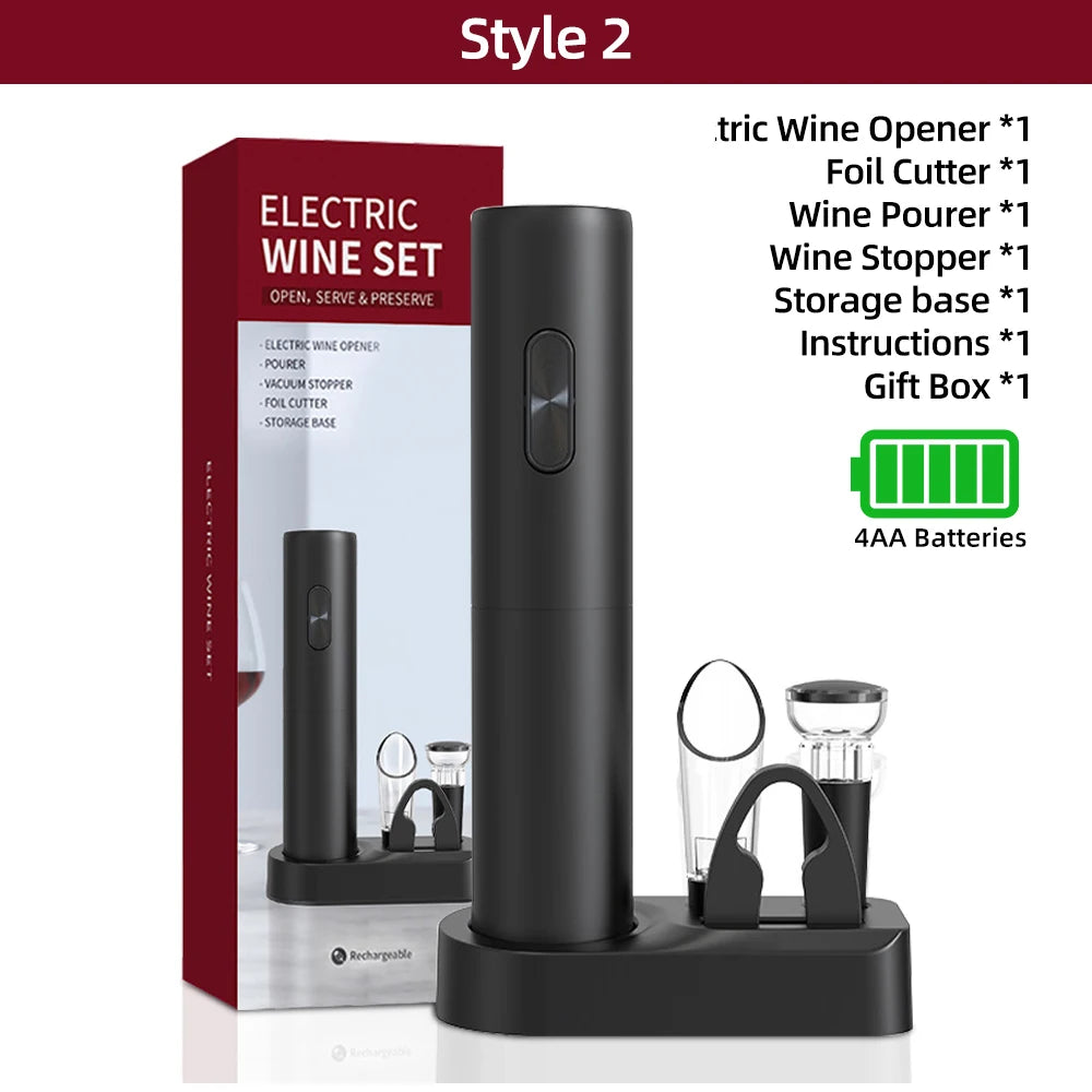 Electric Wine Bottle Opener Automatic Red Wine Corkscrew Rechargeable Wine Opener with Charging Base Wine Lover Kitchen Gadgets