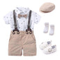 Hot Baby Boy Clothing Suit Newborn Handsome Romper Bow Set Birthday Festival Gift Jumpsuit Hat Toddler Boys Wedding Outfit Dress