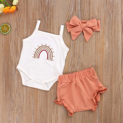 Newborn Baby Girls Boys Clothes Cotton Suit Cute Baby Kid Infant Romper Play Wear Summer Rainbow Outfits