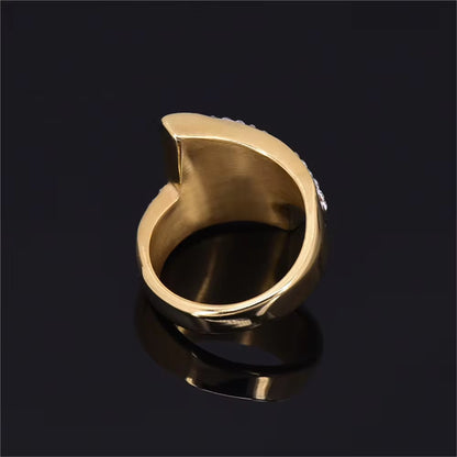 2021 High Quality Large Geometry Ring Female Goldr Color Stainless Steel Iecd Out Big Cocktail Rings for Women Hip Hop Jewelry